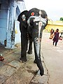 Painted temple elephant - Kanchipuram.