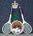 Historical tennis racquets and balls
