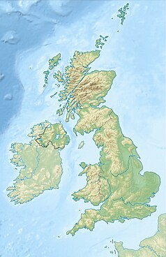 Mapa konturowa Wielkiej Brytanii, na dole po prawej znajduje się punkt z opisem „Beachy Head”