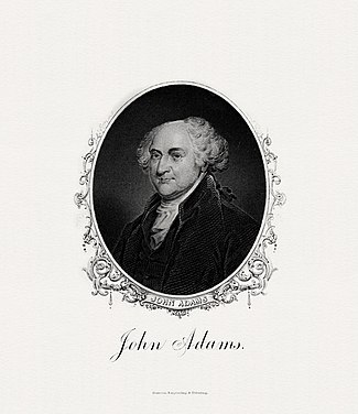 美國印鈔局刻版的亞當斯總統肖像