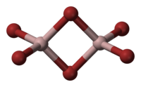 Ball and stick model of dimeric aluminium bromide