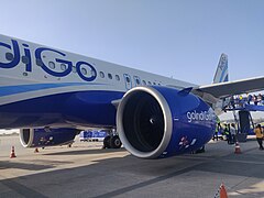 Engine view - IndiGo plane VT-IVP at Shaheed Bhagat Singh International Airport.jpg