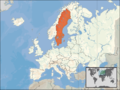 Location map for Sweden within Europe