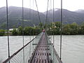 Stamser Steg (Hängebrücke über den Inn) bei Mötz (Ansicht Richtung Süden)