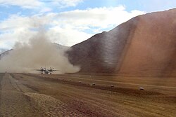 Indian Air Force Antonov An-32 taking off from Daulat Beg Oldi ALG