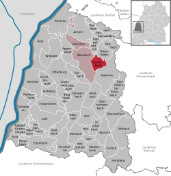 Elhelyezkedése Baden-Württemberg térképén