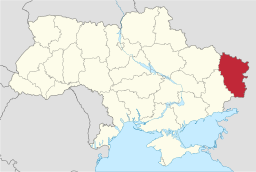 Luhansk oblasts läge i Ukraina.
