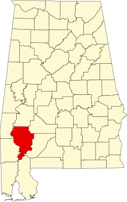 Karte von Clarke County innerhalb von Alabama