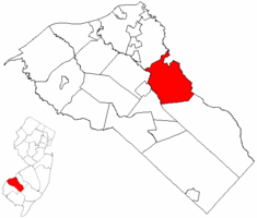 Location of Washington Township in Gloucester County, New Jersey. Inset: Location of Gloucester County in New Jersey.