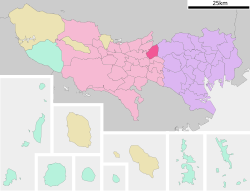 Location of Nishitokyo in Tokyo