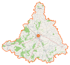 Mapa konturowa powiatu ciechanowskiego, na dole znajduje się punkt z opisem „Sarnowa Góra”