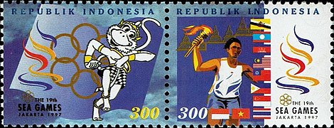 Stamp of Indonesia - 1997 - Colnect 774461 - Mascot - Hanoman - torchbearer.jpeg