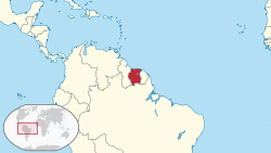 Location of Suriname