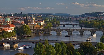 Vltava in Prague at sunset.jpg