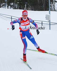 Albina Achatowa während der Biathlon-WM 2008 in Östersund