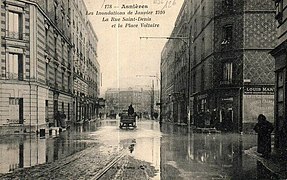 Inondation rue Saint-Denis et place Voltaire à Asnières-sur-Seine.