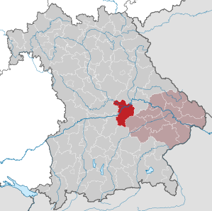 Beliggenheden af Landkreis Kelheim i Bayern (klikbart kort)