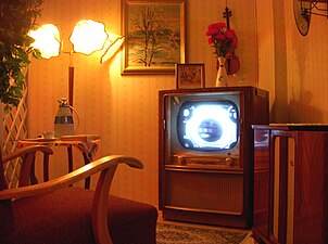 TV-hörnan i ett svenskt vardagsrum på 1960-talet