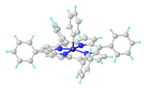 Estructura de Fe(tetrafenilporfirina)C6H5.[26]