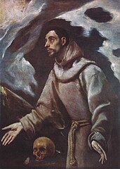 The Ecstasy of Saint Francis of Assisi circa 1580 date QS:P,+1580-00-00T00:00:00Z/9,P1480,Q5727902 , oil on canvas medium QS:P186,Q296955;P186,Q12321255,P518,Q861259 , 102 × 75 cm (40.1 × 29.5 in), Siedlce, Muzeum Diecezjalne w Siedlcach