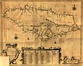 Mapa de la colonia de Jamaica (actual Jamaica) de 1671.