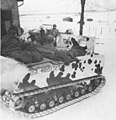 Camouflaged M-29 Weasel transports wounded, Belgium 1944.