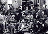 Výřez skupinové fotografie Photographic Convention z roku 1886: 1. William England, 2. Alexander Tate. 3. Alfred Seaman. 4. Richard Keene