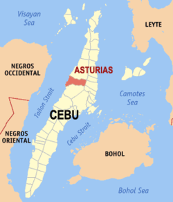 Mapa ning Cebu ampong Asturias ilage