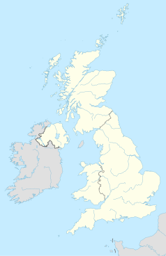 Mapa konturowa Wielkiej Brytanii, blisko centrum na prawo znajduje się punkt z opisem „Blackpool North”