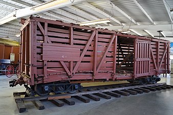 Vagón de mercancías nº163, habitualmente depositado en el Travel Town Museum en Los Ángeles, California.