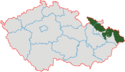 Mapa rozložení Slezska v rámci České republiky