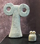 Idoles aux yeux exhumées à Tell Brak, Museum zu Allerheiligen de Schaffhouse.