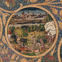 Herzog Friedrich II., Babenberger Stammbaum, um 1490, Stift Klosterneuburg