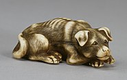 Izumiya Tomotada, netsuke in the form of a dog, late 18th century