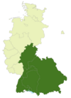 Map of Germany:Position of the Oberliga Süd highlighted