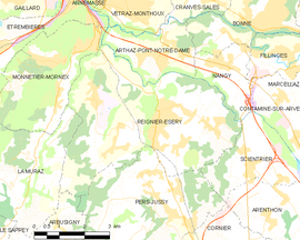 Mapa obce Reignier-Ésery