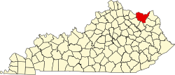 map of Kentucky highlighting Lewis County