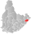 Tvedestrand markert med rødt på fylkeskartet