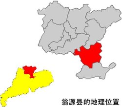 Location in Shaoguan and Guangdong