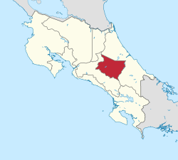 Cartago no mapa da Costa Rica