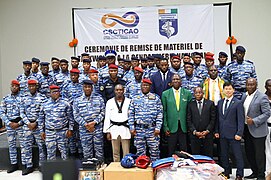 Cheick Cissé at the ceremony for the handover of Taekwondo equipment to the Ivorian National Gendarmerie 01.jpg