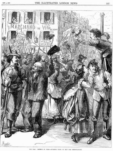 Франко-прусская война: парижские студенты идут защищать баррикады. Из газеты «Illustrated London News»