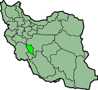 Map of Iran with चहार्महाल और बाख़्तियारी highlighted.