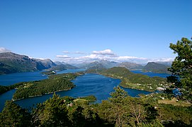 Klavfjorden, Solheimsfjorden and Norddalsfjorden near Flora