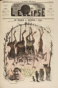 Zatmění, 25. říjen 1868, karikatura čtyř vydavatelů nového satirického časopisu Le Diable à Quatre