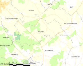 Poziția localității Cogny