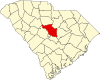 Mapa de Carolina del Sur con la ubicación del condado de Richland