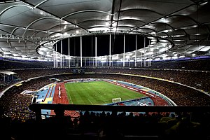 Das Nationalstadion Bukit Jalil beim Finalrückspiel der ASEAN-Fußballmeisterschaft 2014