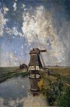 In de maand juli. Een molen aan een poldervaart, Gabriël