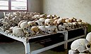 Ausgestellte Schädel von Opfern des Völkermords im Murambi Genocide Memorial Center